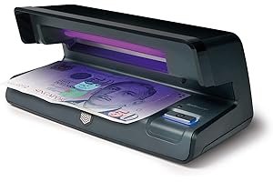 Safescan 50 détecteurs UV de faux billets de banque, cartes de crédit et pièces d'identité - Vérificateur de billets UV pour nouveaux billets - Vérificateur de faux billets avec lumière UV