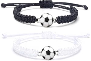 LunarCharm 2 Pack Braided Football Bracelets, Friendship Bracelets, Adjustable, Gifts for Football Lovers, Sports Bracelets, Birthday Gifts for Best Friends