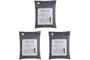 Dawwoti Bambuskohle Luftreinigungsbeutel, Aktivkohle-Geruchsabsorber Fresheners Feuchtigkeitsabsorbiervorrichtung Für Heim, Auto, Etc Gray (3 Pack Jede 200G)