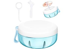 BLIMYSWE Caja Ferula Dental, Caja Dentadura Postiza, Caja Aparato Dental Portátil a Prueba de Fugas, Kit de Limpieza de Dentaduras Postizas con Cepillo Limpiador, Colador y Espejo