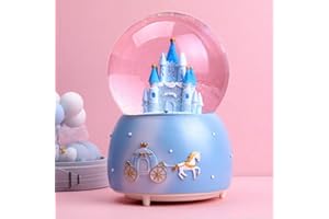 LONTG Spieluhr Kristallkugel Burg Musik Box Buntes Nachtlicht Schneekugel Autorotierende Musikspieluhr Home Dekoration Kinder Mädchen Frauen Romantisches Geschenk für Geburtstag Valentinstag Weihnachten