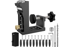 WISIMMALL Pocket Hole Jig Kit - Portable Pocket-Hole Jig - Adjustable Woodworking Tools Pocket Dowel Hole Jig System Set Wood Woodwork Guides Joint Angle Tool Carpentry Locator Joinery Work