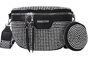 AZURAOKEY Sac banane tendance avec strass - Pour femme - En polyuréthane, Argenté.