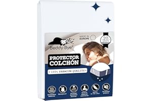 Beddy-Bye - Protector de colchón 900x190 cm Impermeable y Transpirable (Juego de 2) - Funda con 4 Esquinas Elásticas Eco-Responsable Certificado Oeko-Tex®