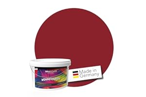 WALLCOVER Colors Wandfarbe Rot 1 L für Innen Wandfarbe Skandinavisch Schwedenrot Dunkelrot Matt Profi Innenwandfarbe in Premium Qualität