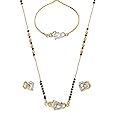 ZENEME Jewellery Gold Plated Combo All In One Mangalsutra Tanmaniya Nallapusalu Necklace Pendant Black Bead Golden Chain Bracelet Ring Earrings For Women and Girls