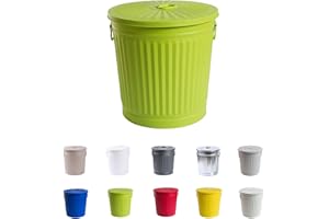 Jinfa Retrodesign Mülleimer mit Deckel | Grün | Ø 29 cm, Höhe 31,5 cm, 18 Liter