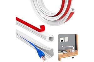 YAOSHENGUP 3M Cable Trunking Self Adhesive, Mini Cable Trunking for Walls, Whtie Wire Covers, Flexible Trunking for Electric Line, Make Wires Neater, Prevent Pets and Babies from Chewing on Electrical Cords