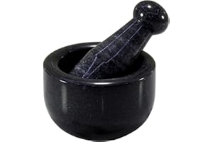 KLEO 3" Small Natural Stone Mortar and Pestle Set as Spice, Medicine Grinder Masher - kharad, Khallad, Okhli And Musal (Black)