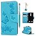 Produktbild Lenovo K6 Hülle Leder Case,KASOS Lenovo K6 Handyhülle Brieftasche Book Type PU Leder +TPU Innere Tasche Bunt Gemalt Magnetverschluss Ledertasche Cover, Blau + Touch Pen + Stöpsel Staubschutz
