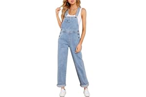 luvamia Overalls Women Denim Straight Leg Stretch Jeans Jumpsuits Overall Regular Fit Bib Jean Comfy Adjustable Straps