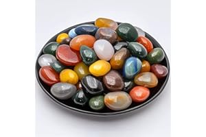 SigMntun Bunter Achat Trommelsteine 1.5 cm, 170 g – polierte Edelsteine, natürliche Kristalle & Heilsteine, Halbedelsteine, bunte Glückssteine für Chakra, Deko & Mineralien Set