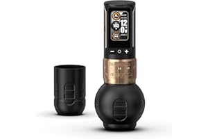 Ambition Maquina de Tatuarr Inalámbrica - Ninja Max 280 con Motor Brushless 280 g·cm, 7 Niveles de Carrera Ajustable (2.4-4.5mm), Batería 2400mAh, Empuñaduras 54mm & 32mm para Profesionales