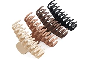 JOYOYO 4 Pcs Hair Claw Clips Hair Clips for Women and Girls Thick Hair - Natural Colors Lightweight Non-slip with Comb Teeth Strong Hold Large Size 4.3 Inch