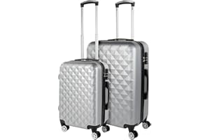 ITACA - Juego Maletas De Viaje rígidas Trolley con Candado de Combinacion TSA y 4 Doble Rueda 360° Set Maletas De Viaje Ligeras y Resistentes, Plata