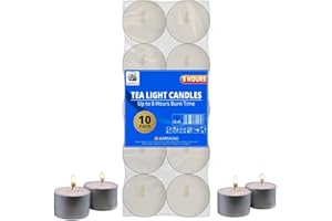 LITENGO 8 Hour Long Burning White Tea Lights - Pack of 10, Premium Quality Unscented Tealight Candles, Ideal for Weddings, Parties, Home Decor, Meditation and Emergency Use