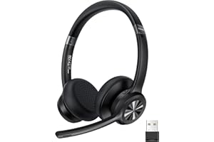 TechRise Bluetooth Headset Wireless Headset with Microphone Noise Canceling, 50H Playtime & Mute, Wireless Headphones with Mic Bluetooth 5.2 On-Ear Headphones for Trucker Cellphone Office Call Center