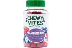 Chewy Vites Adult Gummies Magnesium Citrate 736mg Offering 82.5mg of Elemental Magnesium, 60 Vitamin Gummies, 2 Months Supply, Real Fruit Juice, Vegan, Berries Flavour