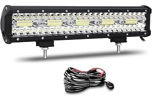 Willpower Barra Led 4x4 15 pulgadas 38cm 300W Barra de Luz LED 12V 24V IP67 Impermeable Largo Alcance Faro Led Trabajo Focos Led 6000k para 4x4 Tractor Coche Camion Barco con Arnés de Cableado