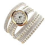 Minetom Damenmode Gewebte Seil Armband Band Rivet Uhr Runde Quarz Armbanduhr