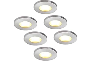 HCFEI Lot de 6 Spot LED Encastrable Salle de Bain IP44 Étanche, Spot de Plafond Ultra-Plat, 4000K Blanc Neutre Lumière du jour 5W, 220V pour Chambre Cuisine Couloir Salon Galerie,55mm trous,Dimmable