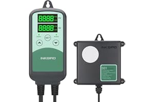 Inkbird ICC-500T Controlador Digital de CO2, Monitor Programable para Sistemas de Ventilación, Dispositivos de Control de Edificios y HVACE, Sensor de CO2 NDIR Sensible (ICC-500T+S01)