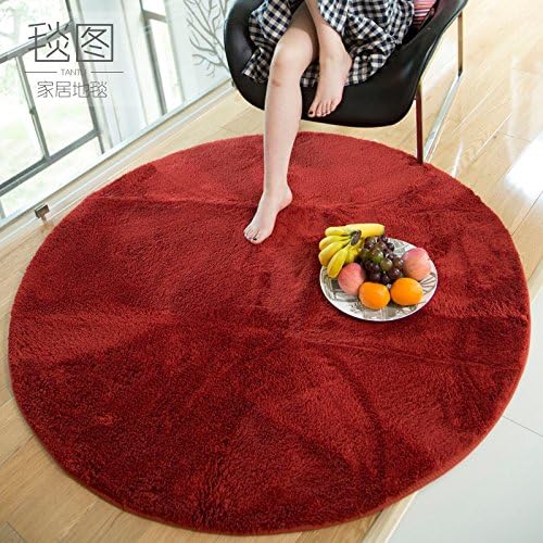 BLZZR Japanese circular rug pad your living room sofa plush thick PC go seat cushion bedroom Bed blankets can, 200CM Diameter Circle, Wine red