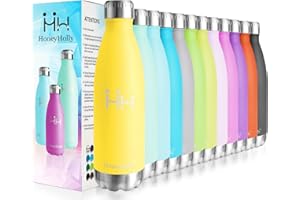 HoneyHolly Botella de Agua Acero Inoxidable 350/500/650/750ml, Aislamiento de Vacío de Doble Pared, Botellas de Frío/Caliente, sin bpa Botella Reutilizable para niños Sport Gimnasio Trekking Bicicleta