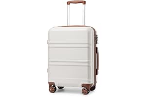 Kono Carry on Suitcase Hand Small Cabin Luggage Hard Shell Lightweight Travel Trolley Luggage Suitcase with TSA Lock and Sturdy 4 Spinner Wheels,(Cream White, Cabin 20")