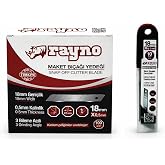 Rayno 18 mm Maket Bı&ccedil;ağı Yedeği &ndash; Snap Off Keskin U&ccedil; &ndash; 0,5 mm Kalınlık &ndash; Karbon &Ccedil;elik &ndash; (10 ADET)