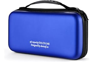 KUOCDSIK Range CD, boîtier de DVD Blue-Ray EVA de 96 capacités Organisateur de Stockage de Disque Dur de Protection pour Les Voyages en Voiture (96 Capacités, Bleu96)