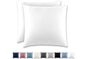 REDKEY Taie Oreiller 50x50 Blanc - Lot de 2 Taies d'Oreillers 50 x 50 Carré en Microfibre Brossée, Housse Oreiller Coussin Oreiller avec Fermeture Éclair