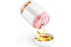 Odaro Large Pill Box Organiser, Travel Pill Organiser, Portable Medicine Organizer Box 7 Compartment to Hold Medicine, Vitamin and Supplement - Pink