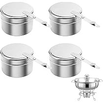 GBACHOOSE 4 stuks brandpastahouders met deksel, brandpasta voor warmhoudschalen, fonduebrander van roestvrij staal, spiritusbrander voor chafing dish brandpasta, buffetaccessoires, fondue