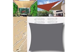 GLIN Sun Shade Sail Outdoor Waterproof Rectangular 1x3m Shade Sails Canopy UV Protection for Garden Patio Block With Rope Shade Sail Kit Gray
