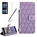 Produktbild Girlyard Lederhülle für Nokia Lumia 630/ 635, Blätter Blumen Muster Design Schutzhülle Wallet Flip Case mit Lanyard Strap Handyhülle Standfunktion Karteneinschub und Magnetverschluß Etui für Nokia Lumia 630 / 635 - Lila