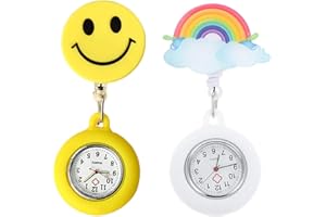 DtgEcd Clip-on Hanging Nurse Fob Watch,with Cute Flower Pattern and Silicone Cover for Doctors, Paramedics, Nurses