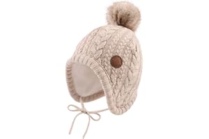 XIAOHAWANG Cappello Invernale per Neonati con Fodera in Velluto per Bambini Beanie per Bambini Earflap Caldi Cappelli per Bambino per Ragazze con Pompon