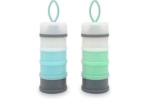Nordlif Baby Milk Powder Dispenser Pot, Portable Formula Dispenser Container, Baby Feeding Travel Storage Container, Non-Spill Stackable Baby Snack Storage Container, BPA Free, 4 Compartments, 2 Packs