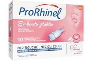 Prorhinel Embouts Jetables Mouche Bébé x10, Embouts Souples, Pour Nez Bouché et Qui Coule, Doux Hygiénique, Fabriqué en France