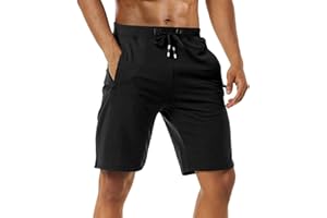 Boyzn Męskie sportowe szorty wygodne bawełniane spodenki treningowe elastyczna talia spodenki do biegania z kieszeniami na zamek błyskawiczny