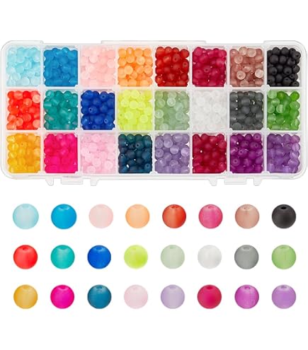 50 Perle Di Vetro Effetto Ghiacciato 10mm | R270, Sferiche, Foro 1.2mm, Per Bigiotteria E Creazioni Fai Da Te - 6