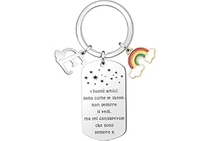 bifriend Regalo portachiavi di Amicizia,Promemoria Argento A-Z 26 Iniziale Ciondolo Portachiavi Per Amici Sorelle Colleghi Compleanno Natale Diploma Lunga Distanza