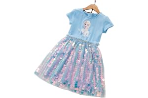 Snow Queen Elsa and Anna Princess Girls' Short Sleeve Tutu Dress Costume with Cape