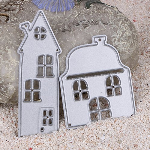 Amazingdeal365 niedliche 2 Haus Metall Form Schablonen Schneiden DIY Dekor Sammelalbum Karten Buchzeichen Lesezeichen als Geschenk für Freunde Geburtstag Kinder,Kindergarten Hobby Schule Handarbeit Unterricht usw. Ein tolles Geschenk! - 2