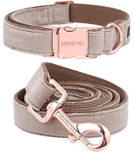 Dog Leash Grey And Rose Gold Dog Collar Prunkhund Hundehalsband POWDER  Rosegold