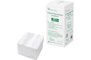 ‎HANSAGT MEDICAL HansaGT Medical Vlieskompressen Kompressen unsteril 5x5cm 100 Stück, Wundkompressen 4 Lagen, Wundauflage nicht haftend, Mullkompressen Wundgaze Kompresse, Saugkompressen, Verbandsmaterial (5cmx5cm)