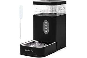 Gardner Pet 8.5L Distributeur Eau Chat Automatique, Gamelle Chat Automatique par Gravité, Distributeur Eau Chien avec Gamelle en Acier Inoxydable, Pas d'électricité, sans BPA - Noir