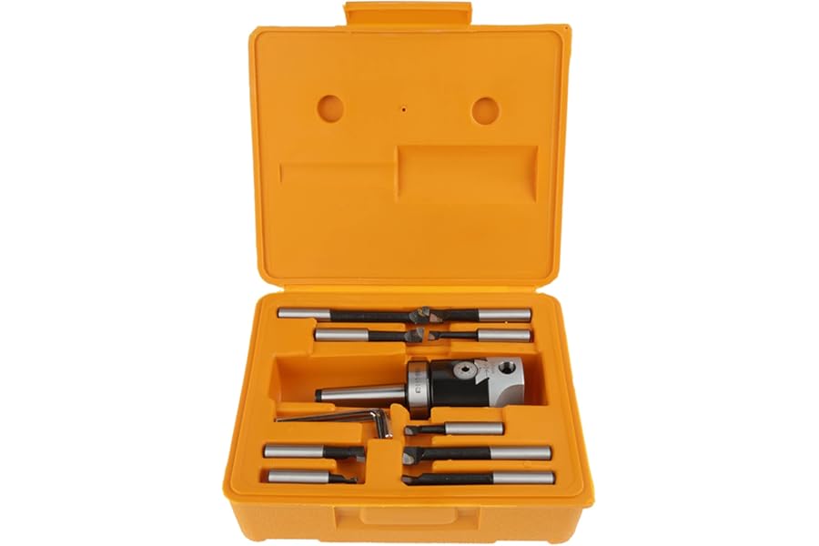 Klanata Boring Head Kit F1-12 50mm, Boring Head Sets with MT2 M10 1.5 1-1/2"-18UNF, Carbide Tips with 12mm Stem for CNC Milling and Boring Machines