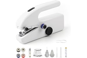 HKC Máquina De Coser, Mini Máquina De Coser Eléctrica Portátil, Máquina De Coser con Accesorios De Costura para Principiantes, Máquina De Coser DIY para Uso Doméstico, para Coser Ropa, Cortinas